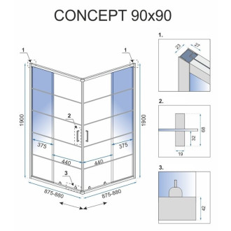 Rea Sprchový kout REA CONCEPT 90x90 - černý KPL-K1002