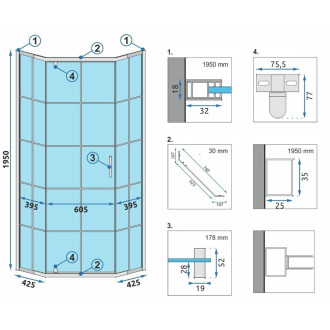 Sprchový kout REA HEX 90x90 - černý