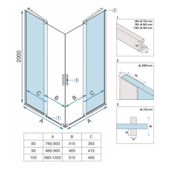 REA Montana Double Sprchová kabina 80x80, kartáčovaná zlatá REA-K6695
