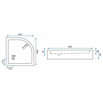 Rea Sprchová kabina REA Look Black 90x90 + Sprchová vanička Look White KPL-10004