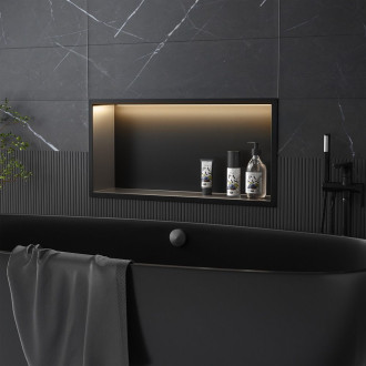 REA vestavná koupelnová police LED 30x60 black REA-08541