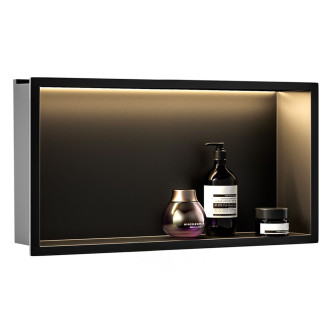 REA vestavná koupelnová police LED 30x60 black REA-08541