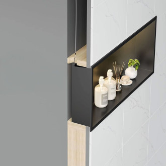 REA vestavná koupelnová police LED 30x60 black REA-08541