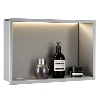 REA vestavná koupelnová police LED 30x45 steel brush REA-08547