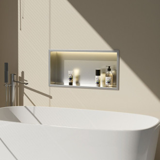 REA vestavná koupelnová police LED 30x45 steel brush REA-08547