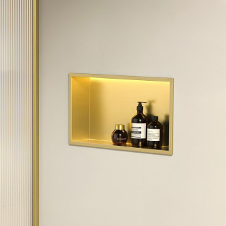 REA vestavná koupelnová police LED 30x45 brush gold REA-08545