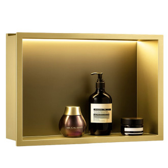 REA vestavná koupelnová police LED 30x45 brush gold REA-08545