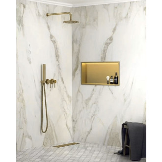 REA vestavná koupelnová police LED 30x45 brush gold REA-08545