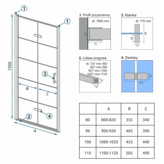 Sprchové Dveře Rea Molier černé 110 + profil