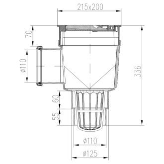 Lapač střešních splavenin se zadním přítokem D110, spodní odtok D110/125 CH 926