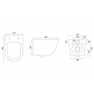 Závěsná WC mísa Rea Carlos Slim Rimless - leštěná žula