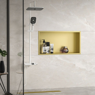 REA Koupelnová police 30x60, kartáčovaná zlatá REA-05608