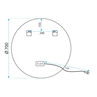 Rea REA Zrcadlo LED 70cm černá HOM-05513 HOM-05513