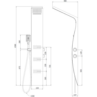 Sprchový panel Mexen Bali, černá/bílá - 7622-03-71