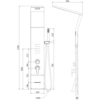 Sprchový panel Mexen Yap, černá/chrom - 7612-02-77