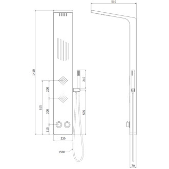 Sprchový panel Mexen Navas, černý - 7627-02-70