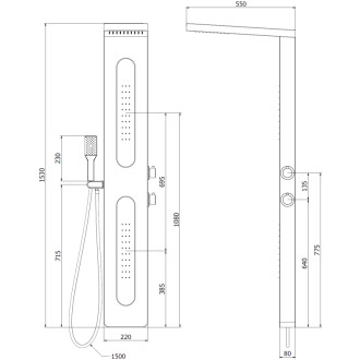 Sprchový panel Mexen Mano, černý - 7609-02-70