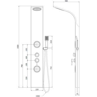 Sprchový panel Mexen Gros, chrom - 7619-03-00