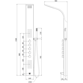Sprchový panel Mexen Timor s výtokem, chrom - 7621-04-00