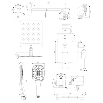 Omnires SLIDE SYSSL10CR sprchový systém pro podomítkovou instalaci, chrom