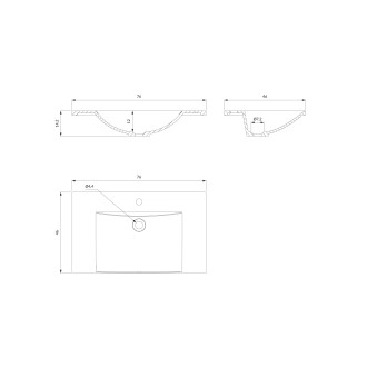 Omnires NAXOS NAXOS760BP Nábytkové umyvadlo 76x46, litý mramor, bílá