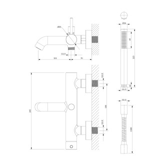Omnires Y Y1231CP Vanová baterie se setem, měď