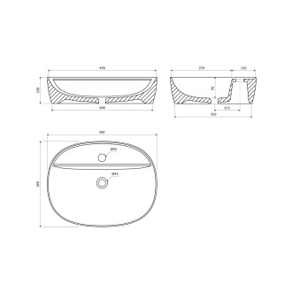 Omnires ATLANTA ATLANTA505BP umyvadlo na desku, bílá lesk