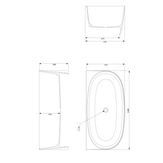 Omnires VALENCIA vana M+ ke stěně, 158 x 77 cm, matná bílá VALENCIASWPBM