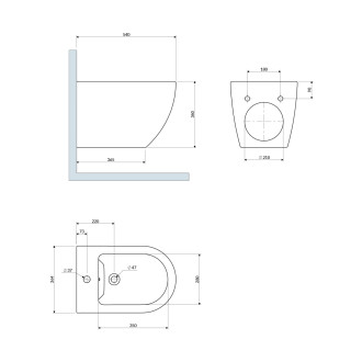 Omnires OTTAWA závěsný bidet 54x36,5cm, matná bílá OTTAWACMBIBM