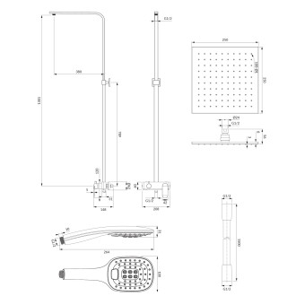 Omnires SACRAMENTO sprchový set s baterií, černá SC2344BL