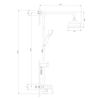Omnires ART DECO nástěnný sprchový systém, kartáčovaný antický bronz AD5144BR