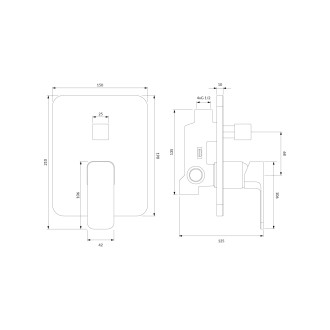 Omnires APURE podomítková vanovo-sprchová baterie, chrom lesk AP2235CR
