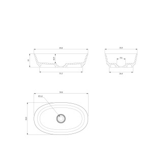 Omnires NEO M+ NEOUNBM Umyvadlo na desku 60x36cm, litý mramor, bílá mat
