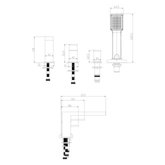 Omnires BARETTI BA7832CR Vanová 4-otvorová baterie, chrom