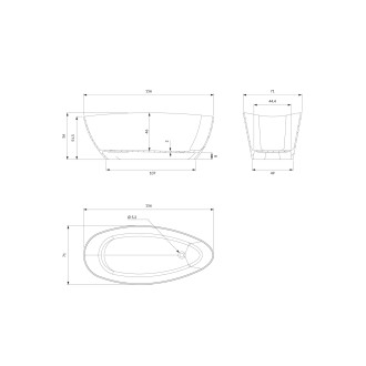 Omnires BARCELONA M+ volně stojící vana, 156 x 71 cm, bílý/černý lesk BARCELONA156BCP