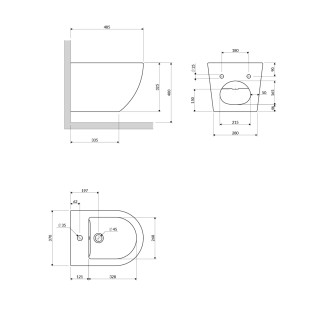 Omnires OTTAWA závěsný bidet 48,5x37cm, matná bílá OTTAWABIBM