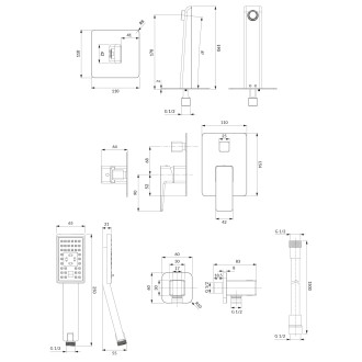 Omnires PARMA vanový systém pro vestavěnou instalaci, grafit SYSPMW01GR