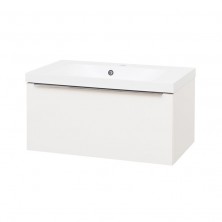 Mailo, koupelnová skříňka s umyvadlem z litého mramoru, 810x415x476 mm, bílá lesk CN516M