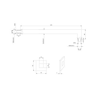 Omnires  RA12CR Sprchové rameno 37cm, chrom