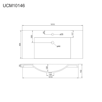 Mailo, koupelnová skříňka s umyvadlem z litého mramoru, 1010x415x476 mm,dub Riviera CN527M