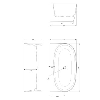 Omnires VALENCIA vana M+ ke stěně, 158 x 86 cm, matná bílá VALENCIAWPBM