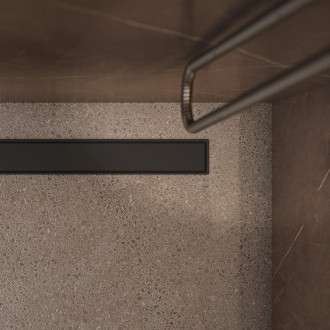 Omnires LOWFIX Lineární sprchový odtok s pevnou mřížkou,  80cm, černá LOWFIX80GBL