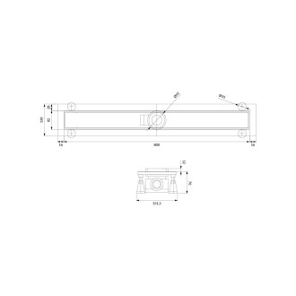 Omnires LOWFIX Lineární sprchový odtok s pevnou mřížkou,  80cm, černá LOWFIX80GBL