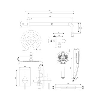 Omnires Y podomítkový sprchový systém, chrom lesk SYSY23-KCR