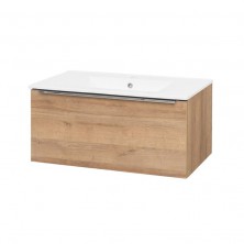 Mailo, koupelnová skříňka s keramickým umyvadlem, 810x385x476 mm spodní, dub Riviera CN526