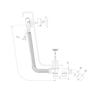Omnires  TK122-PLUS-3.01+64-SCR Vanový sifon s napouštěním, chrom