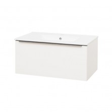 Mailo, koupelnová skříňka s keramickým umyvadlem, 810x385x476 mm, spodní, bílá lesk CN516