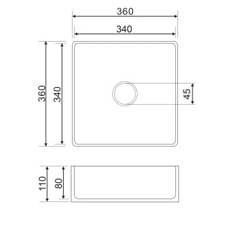 Omnires PASADENA PASADENA360BP Umyvadlo na desku 36x36, bílá