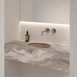 Omnires Shell M+ podstavné umyvadlo, 38 × 25 cm, dune beige mat SHELL380UPDB