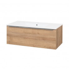 Mereo Mailo koupelnová skříňka s keramickým umyvadlem, spodní, dub, 1 zásuvka CN527